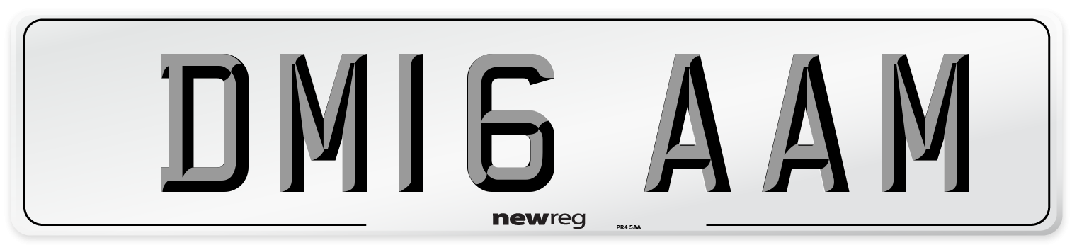 DM16 AAM Number Plate from New Reg